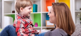 mother talking with son